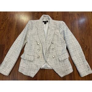 Rachel Zoe Women's Tweed Blazer White Size Small Fall Fashion Chanel Vibes